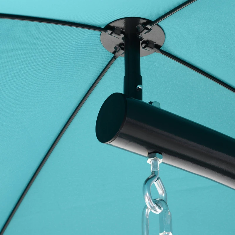 Outsunny Single Floating Chaise Lounge Curved Outdoor Porch Swing Chair Hanging Hammock Reclining Seat w/Arc Stand & Canopy Blue