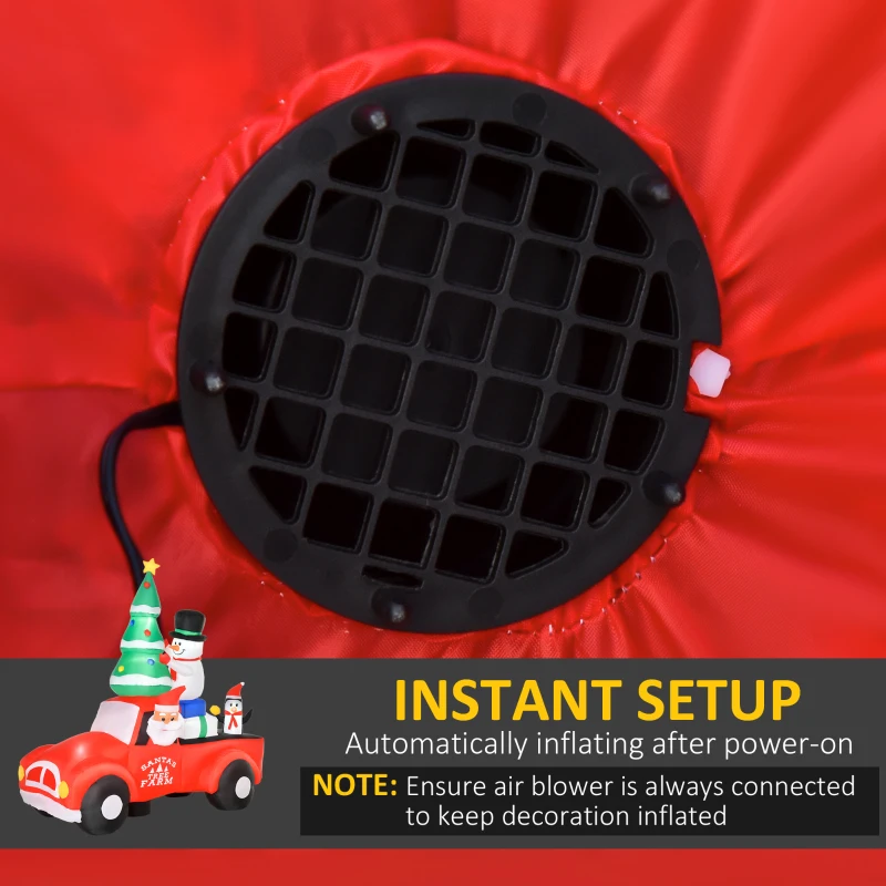 HOMCOM 8ft Christmas Inflatable Santa Claus Driving A Car, LED Lighted for Home with Snowman, Penguin, Christmas Tree and Gift Box, Indoor Outdoor Garden Lawn Decoration Party Prop