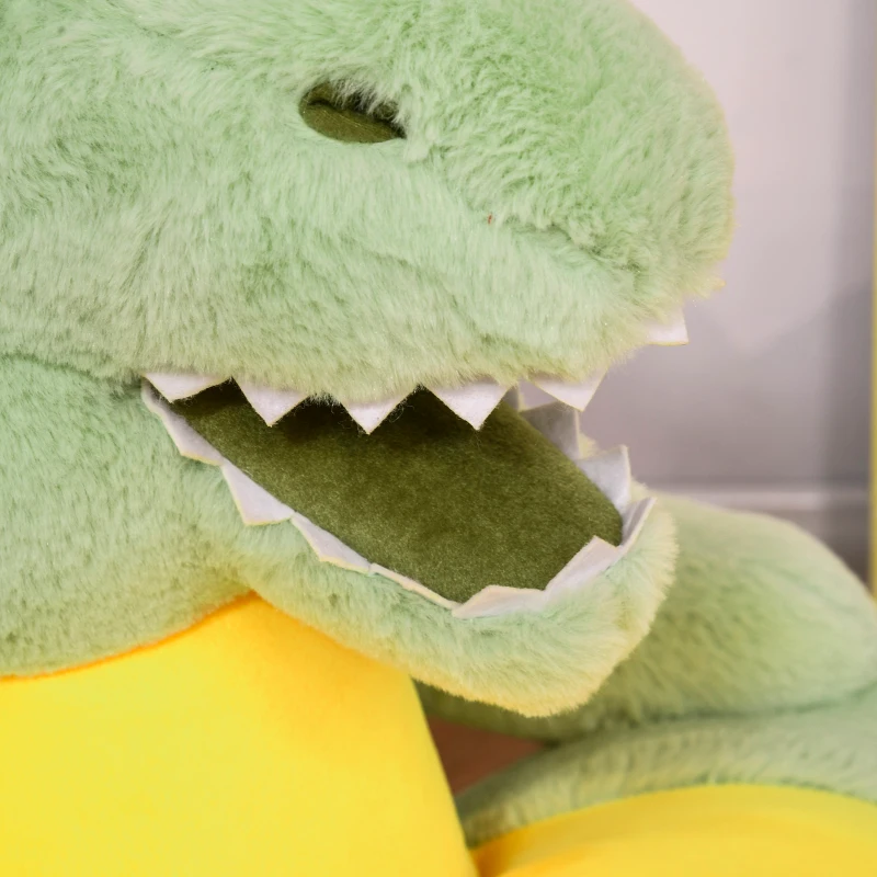 Qaba Animal Kids Character Chair Cartoon Sofa Armrest Chair Cute Dinosaur Stuffed Flannel PP Cotton 22" x 19" x 22" Green