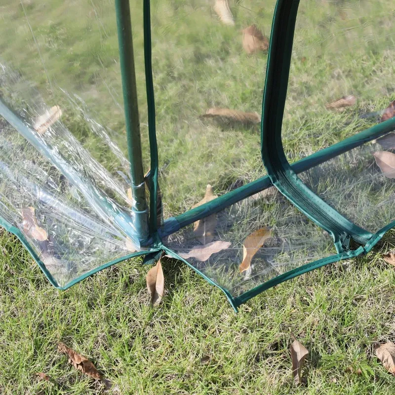 Outsunny 156" x 39" x 32" Transparent PVC Mini Tunnel Greenhouse Garden Green Grow Shed Portable Plant Flower Warm House Steel Frame Zipped Doors