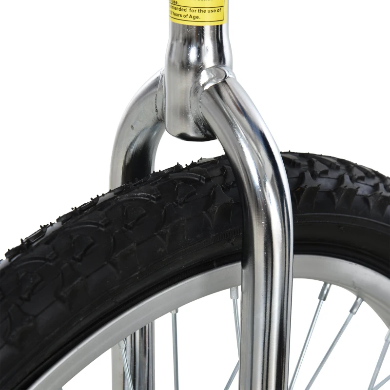 Soozier Professional Unicycle 20" Chrome Plated Pneumatic Wheel Uni-Cycle with Adjustable Height Free Stand  Cycling Black