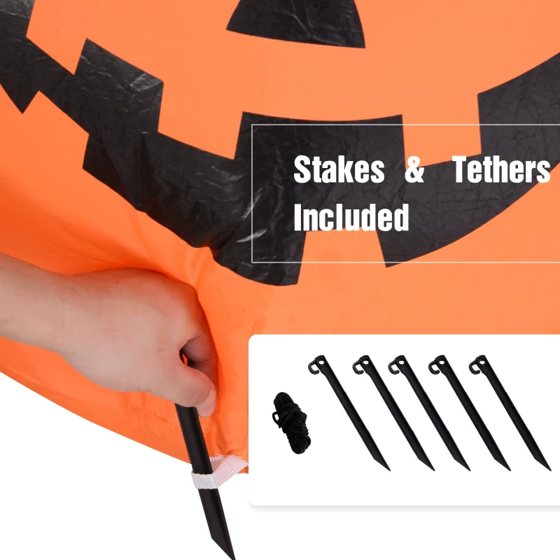 HOMCOM 5.5' Lighted Inflatable Outdoor Halloween Yard Decoration - Boo Black Cat Ghost Pumpkin