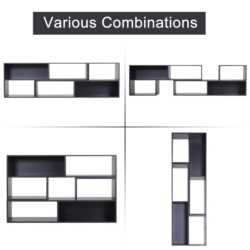 HOMCOM Versatile TV Console  Stand Cabinet Wood Bookcase Storage Shelf Convertible Bookshelf Black