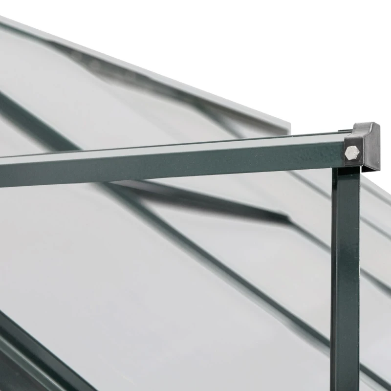Outsunny Walk-In Garden Greenhouse Aluminum Polycarbonate with Roof Vent for Plants Herbs Vegetables 8' x 4' x 7' Green