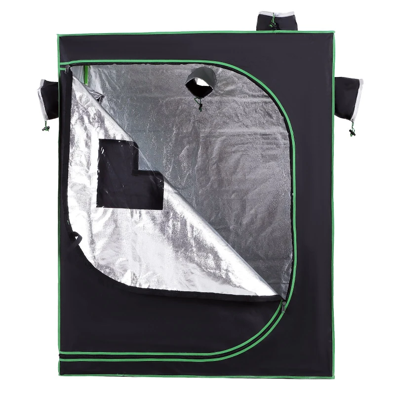 Outsunny Hydroponic Plant Grow Tent Reflective Mylar Obeservation Window Indoor Floor