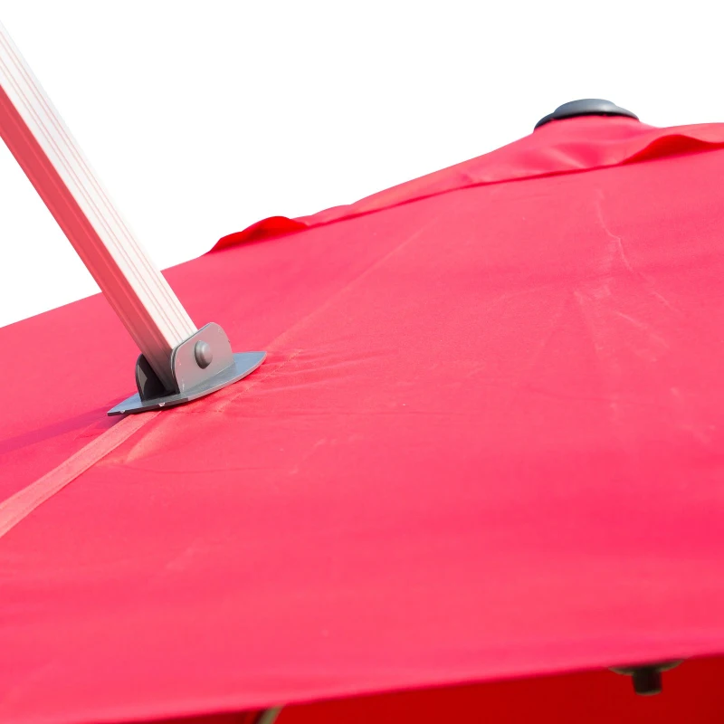 Outsunny 10ft  Patio Offset Parasol Umbrella Cantilever Hanging Sun Shade Canopy Shelter 360° Rotation with Stand Red