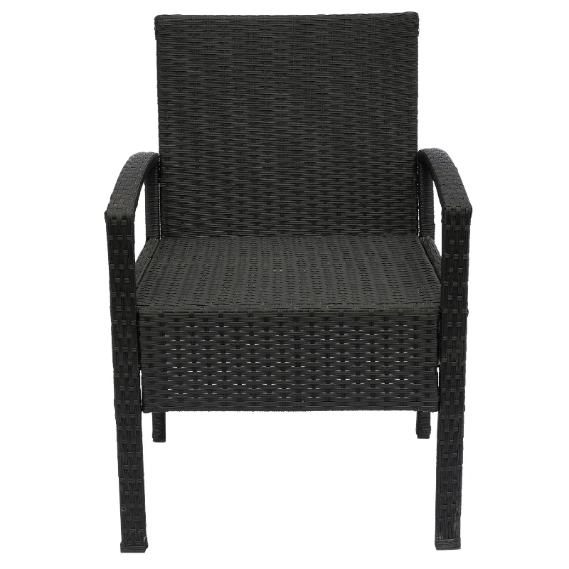 Outsunny 3 Pieces Wicker Patio Furniture Set, Rattan Bistro Set with Coffee Table and Cushions, Outdoor Conversation Set for Garden, Porch, Balcony, White