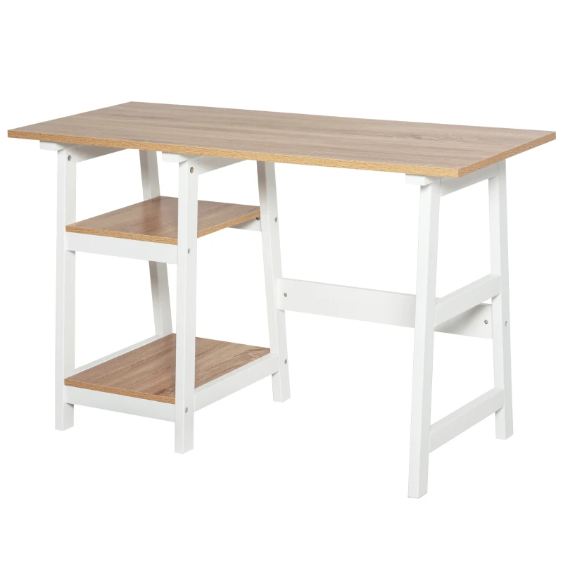 HOMCOM Computer Desk with Shelf Writing Table for Home  Office  Natural Wood Color