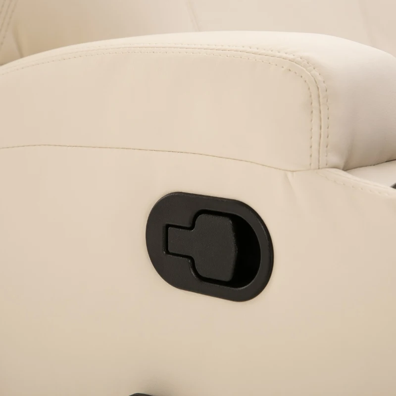 HOMCOM PU Leather Massing Recliner with 8-Point Vibration, Cup Holders, Manual Pull Handle and 360 Swivel, Beige