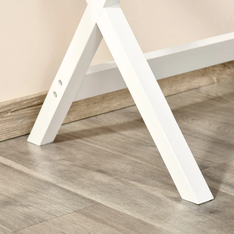 HOMCOM Modern Writing Desk, White Computer Desk, Vanity Makeup Table with Two Drawers, X-shaped Leg for Home Office, Bedroom