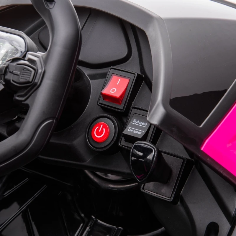 Aosom 12V Electric Ride-on Car, Licensed Lamborghini V12 Vision Gran Turismo Battery-Powered Ride-on Toy with Remote Control, Bluetooth, Music, LED Lights, for 3-6 Year Old Boys and Girls, Pink