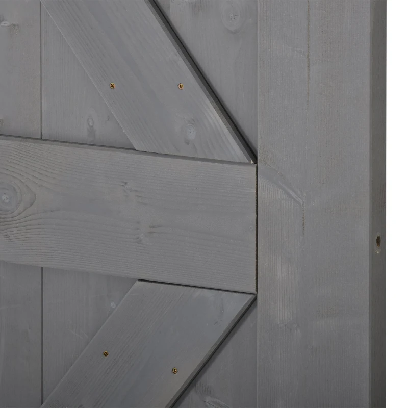 HOMCOM 7' H x 3.5' W Sturdy Sliding Barn Door, Unfinished Solid Spruce Wood Frame with Pre-Drilled Holes - Grey