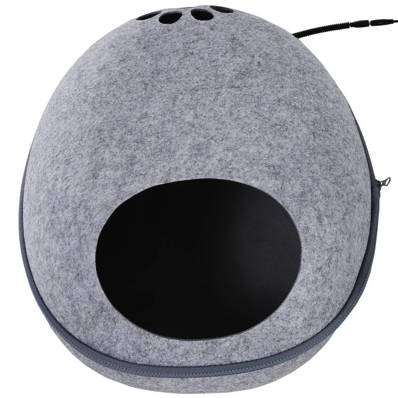 PawHut Heated Indoor Fleece Cat Shelter Retreat - Grey