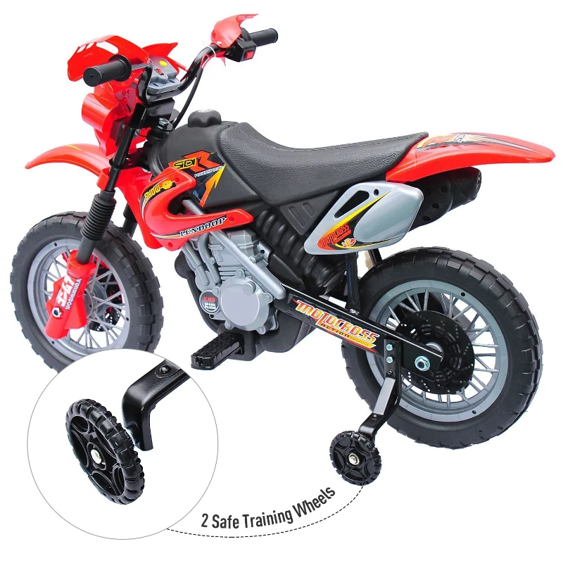 Open Box Qaba 6V Electric Kids Ride On Motocross Outdoor Recreation Dirt Bike - Red