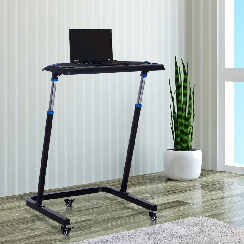 Vinsetto Height Adjustable Mobile Computer Desk with Wheels, a Simple Yet Modern Design & a Multifunctional Desktop