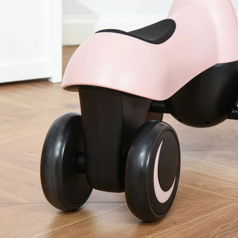 Qaba Baby Balance Bike for 18-36 Months, Toddler No Pedal Ride-on Walking Bike with 4 Wheels Gifts for Boys Girls, Pink