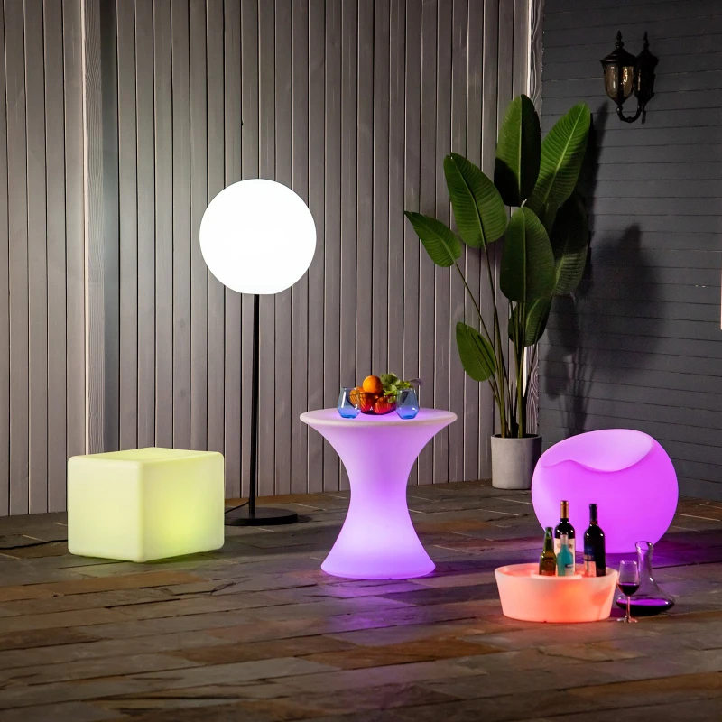 Outsunny 16RGB Colors Rechargeable Magic LED Stool Light With Remote Control Indoor&Outdoor Party