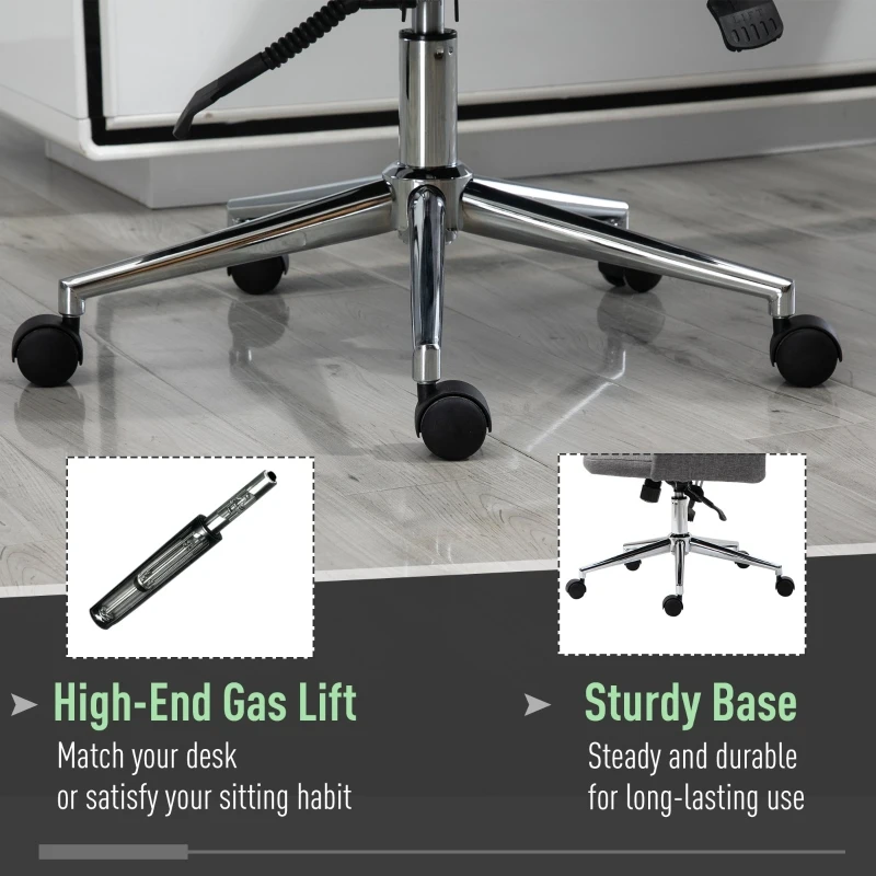 Vinsetto High Back Office Computer Chair with Breathable Fabric, Padded Armrest, and Swivel Wheels - Grey