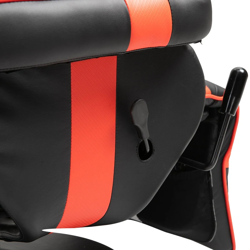 Vinsetto High Back Racing Style Gaming Chair, PU Leather Gamer Recliner Chair with Swivel Pedestal Base, Adjustable Footrest, and Head Pillow, Red