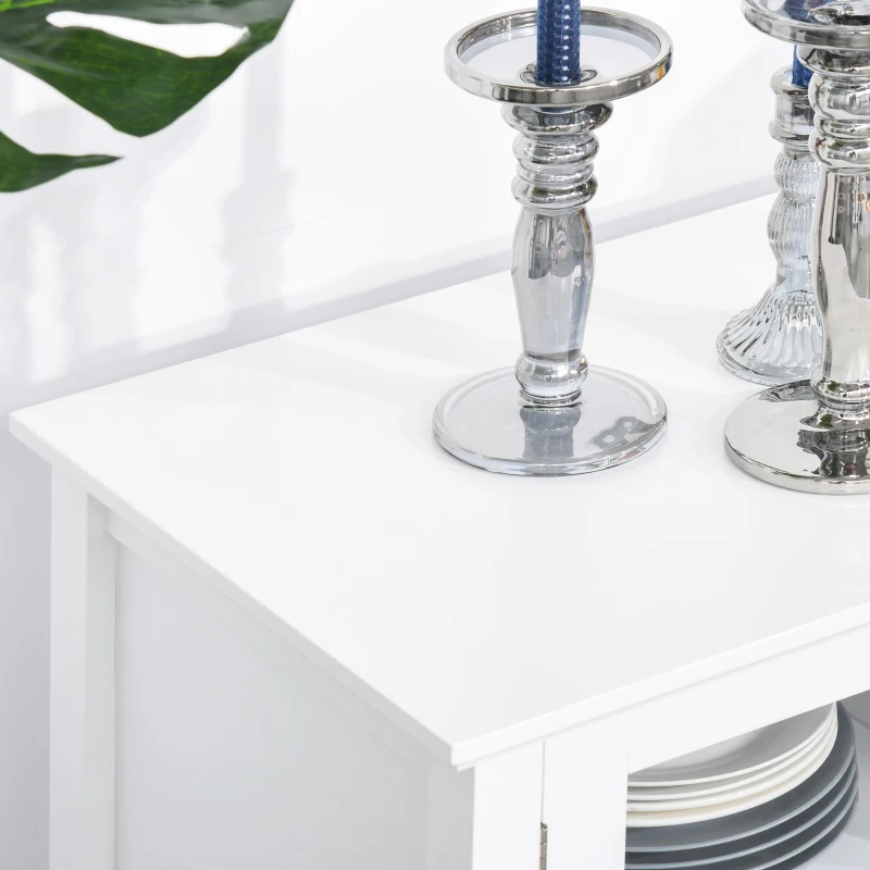 HOMCOM Modern Sideboard Buffet Cabinet, Console Table with Framed Glass Doors, Multiple Storage Options, and Anti-Topple for Kitchen, Living Room, White