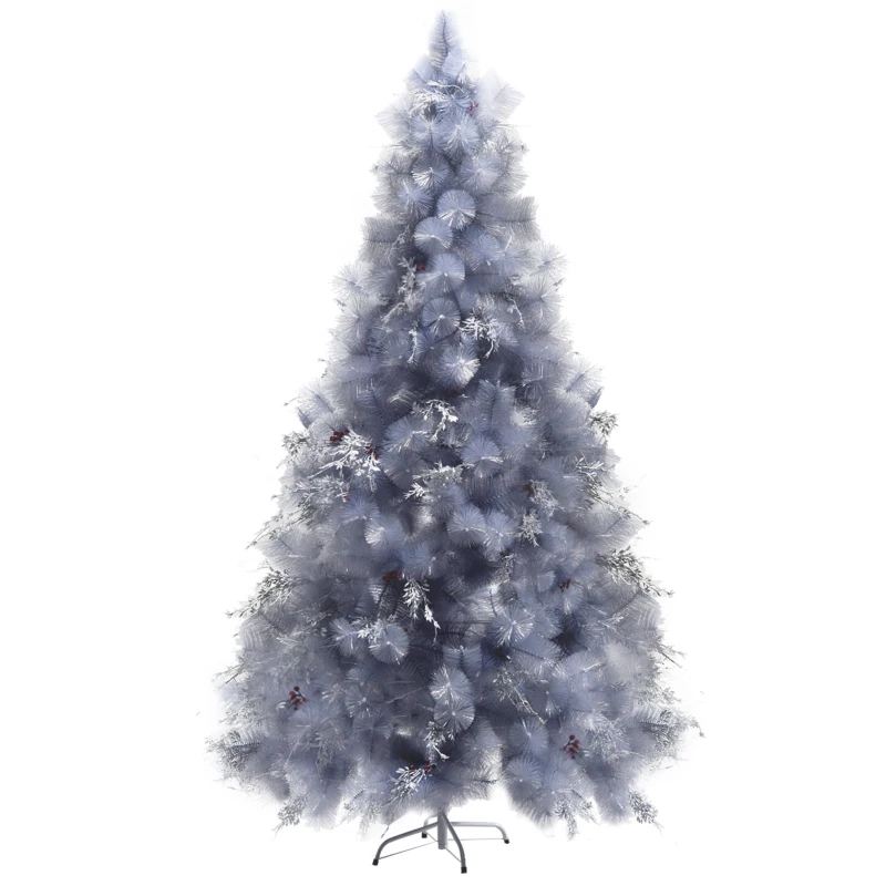 HOMCOM 7FT Christmas Tree Artificial Classic Tree Holiday Indoor Decoration, with metal Support 499 Tips, Grey
