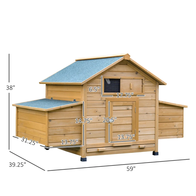 PawHut Wood Chicken Coop Poultry Hen House w/ nesting box Backyard