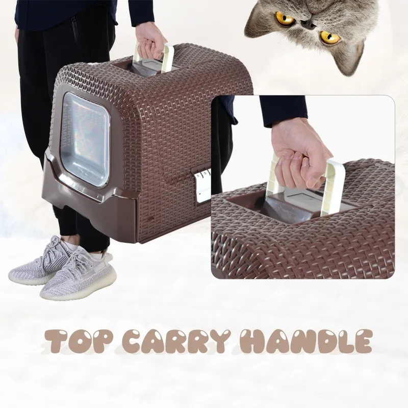 PawHut D31-002 Deluxe Cat Litter Pan, Coffee