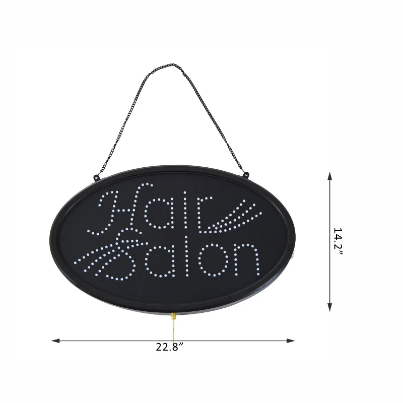 LED Hair Salon Store Sign - 3 Flash Patterns - Black Board/Colourful Bulbs