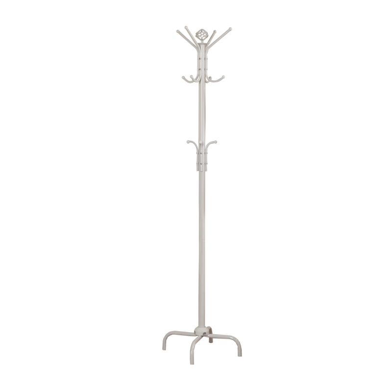 Monarch 70" 12-Hook Metal Coat Tree Hanger Rack - White Finish
