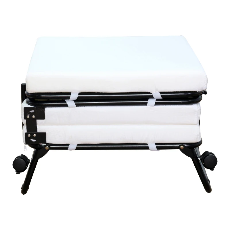 HOMCOM Folding Sofa Ottoman Lounge Bed Sleeper Foam Guest Bed Easy Storage with Wheels and Cover