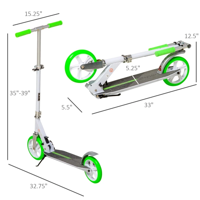 Soozier Foldable Kick Scooter with Adjustable Handlebar, Rear Brake, Front Shock-Absorbing and Aluminum Frame for 14 Years Old and Up Teens Adult