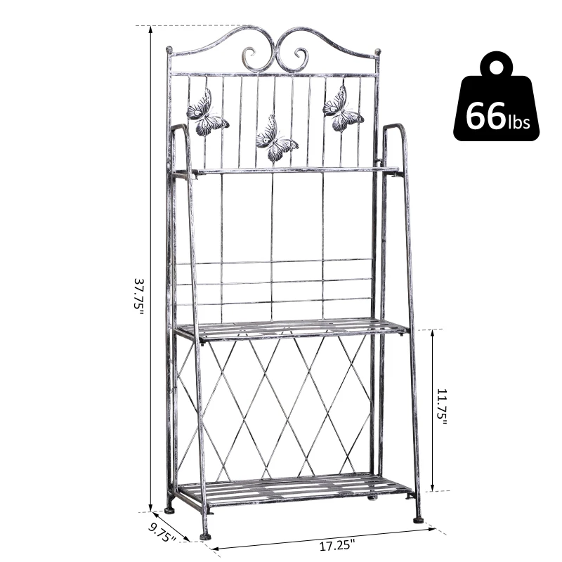 Outsunny 3-Tier Metal Folding Plant Stand Storage Unit Indoor Outdoor
