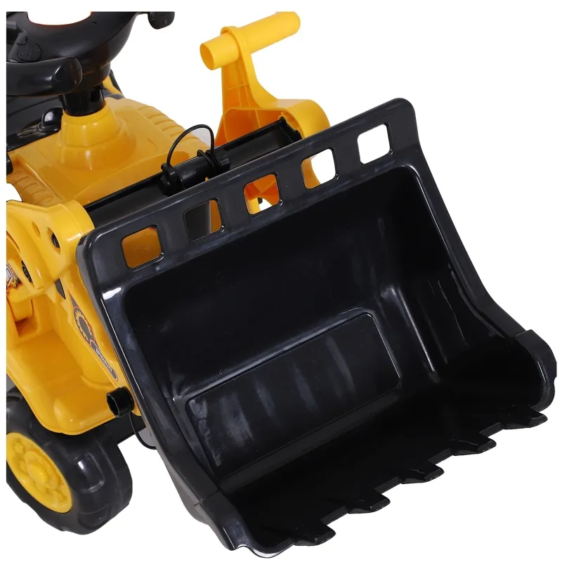 HOMCOM 3 in 1 Ride On Toy Bulldozer Digger Tractor Pulling Cart Pretend Play Construction Truck