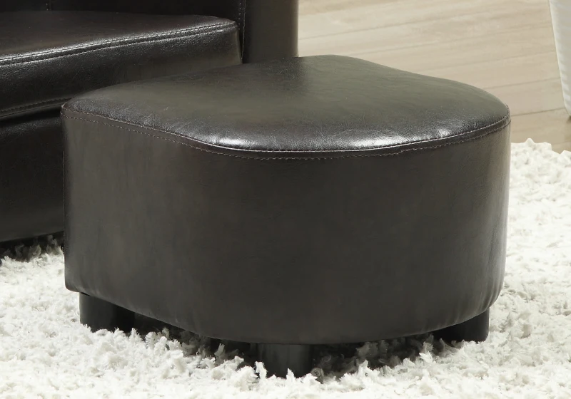 Monarch Kids' Upholstered Leather-Look Barrel Club Chair with Matching Ottoman - Dark Brown