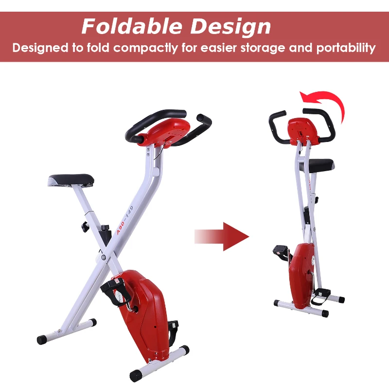 Soozier Foldable Exercise Bike w/ LCD Monitor and Pulse Strength Training
