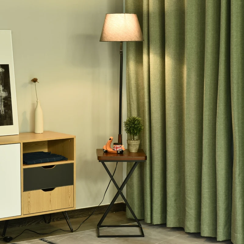 HOMCOM 65" Floor Lamp with Table Extendable and Retractable Arm E26 Steel