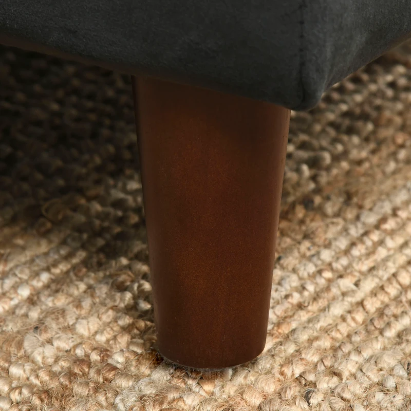 HOMCOM Upholstered L-Shaped Sofa Bed, Reversible Sectional Recliner Sofa Set, Velvet-Touch Sleeper Futon with Footstool, Black