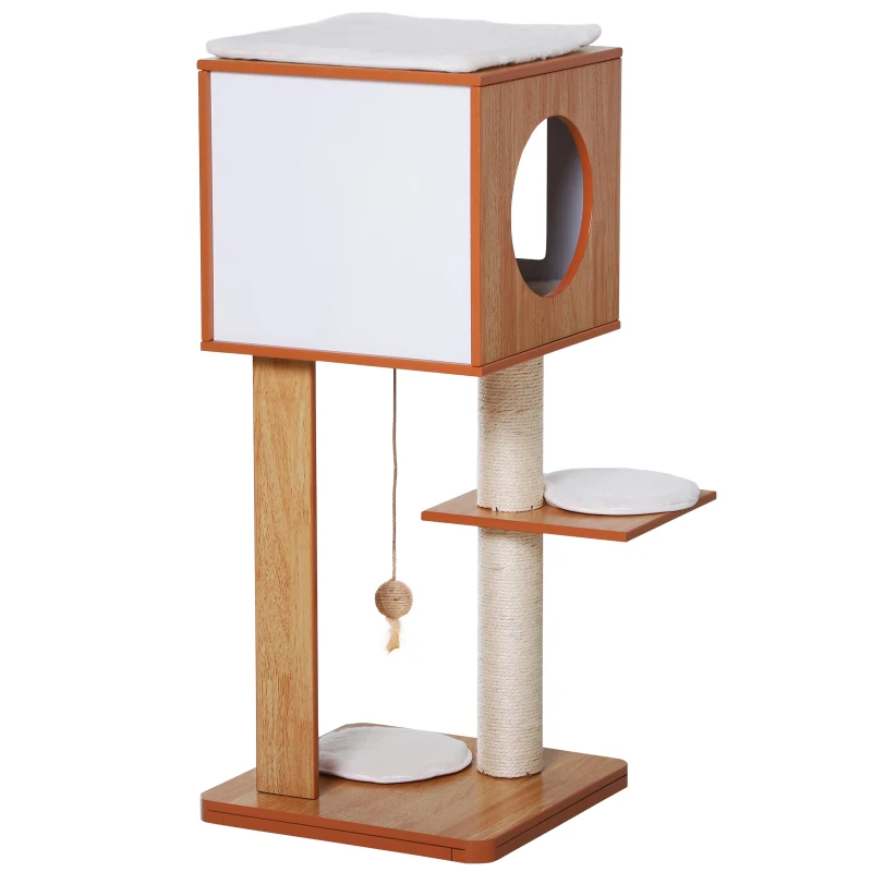 PawHut Cat Furniture Kitten House with Scratching Post Condo Activity Center and Cushion