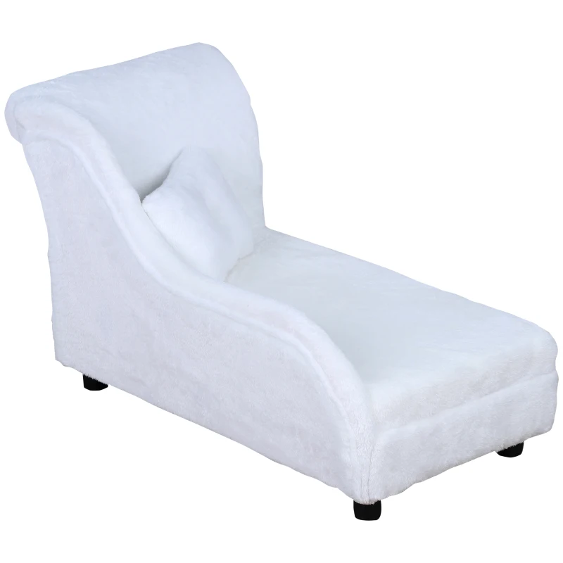 PawHut Pet Sofa Small Sized Dog Sponge Cushioned Soft Long Plush Bed Lounge w/ Pillow