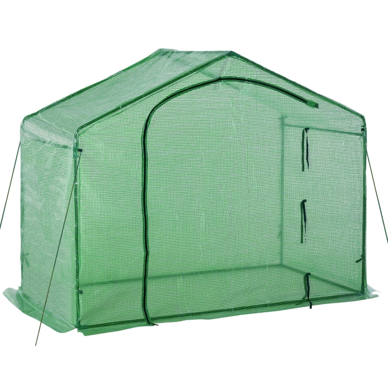 Outsunny 71'' x 39'' x 66'' Walk In Greenhouse Portable Hot House for Plants with Zippered Door and Top Window for Outdoor, Garden, Patio, PE Cover, Green