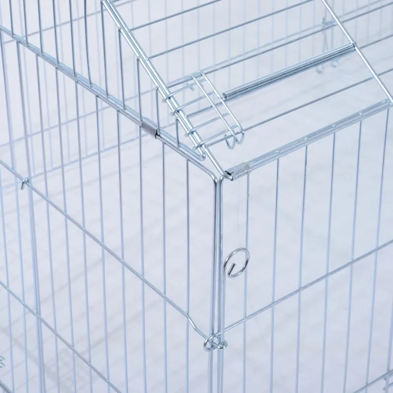 PawHut Small Animal Enclosure Rabbit Pet Bunny Metal Cage Outdoor 86.5" x 40.5" x 40.5"