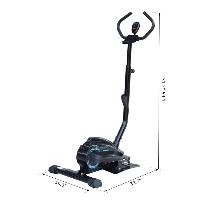 Soozier Magnetic Stepper Elliptical Machine with Adjustable Handlebar Cardio Workout Glider Trainer w/ LCD Monitor