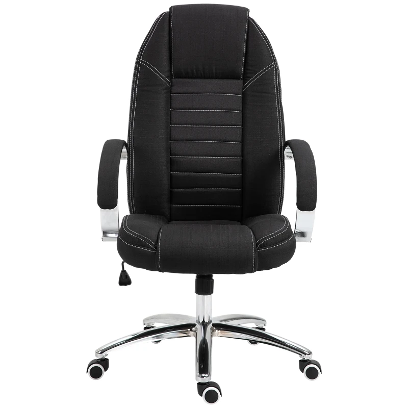 Vinsetto Office Chair Ergonomic Design Linen Surface Foam Padded w/ Adjustable Height & Armrest Black