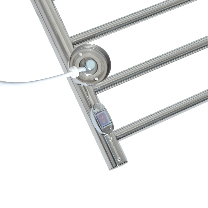 HomCom 9-Bar Stainless Steel Wall Mounted Electric Heated Towel Rack Warmer With Shelf