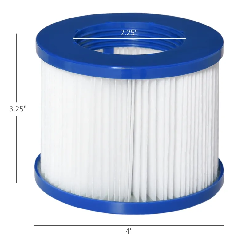 Outsunny 6-Pack Replacement Hot Tub Spa Filter Cartridges Only for Outsunny Spa Pools and Hot Tubs, Non-Woven Fabric for Impurities