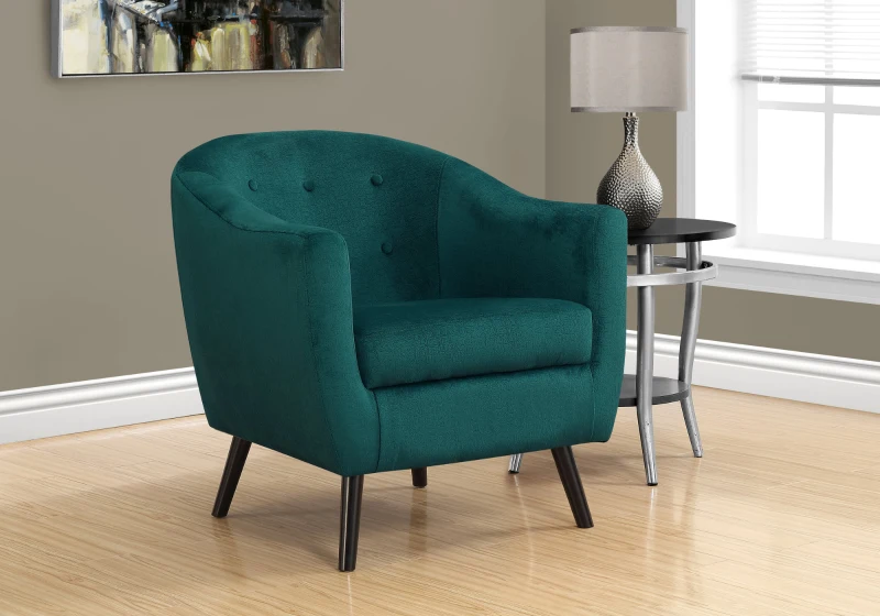 Monarch Tufted Mosaic Velvet Accent Barrel Tub Chair - Emerald Green