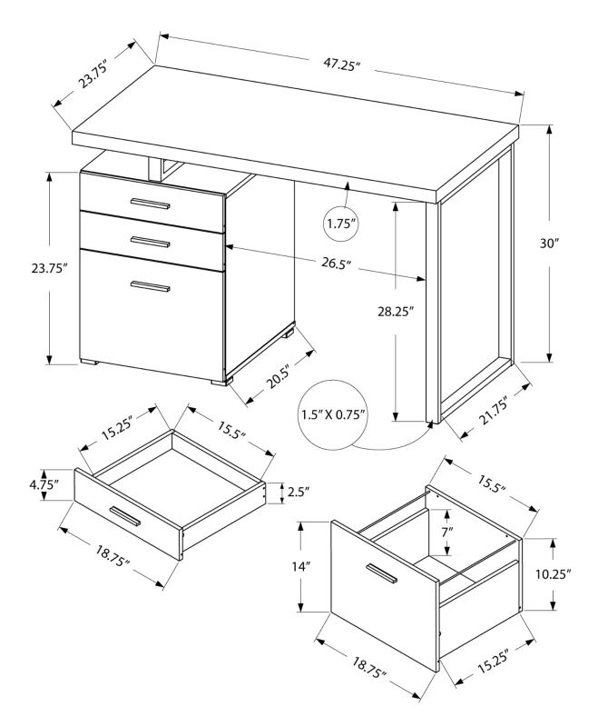 Monarch 48" Contemporary Wood-look and Metal Computer Writing Desk - Natural / Silver Metal