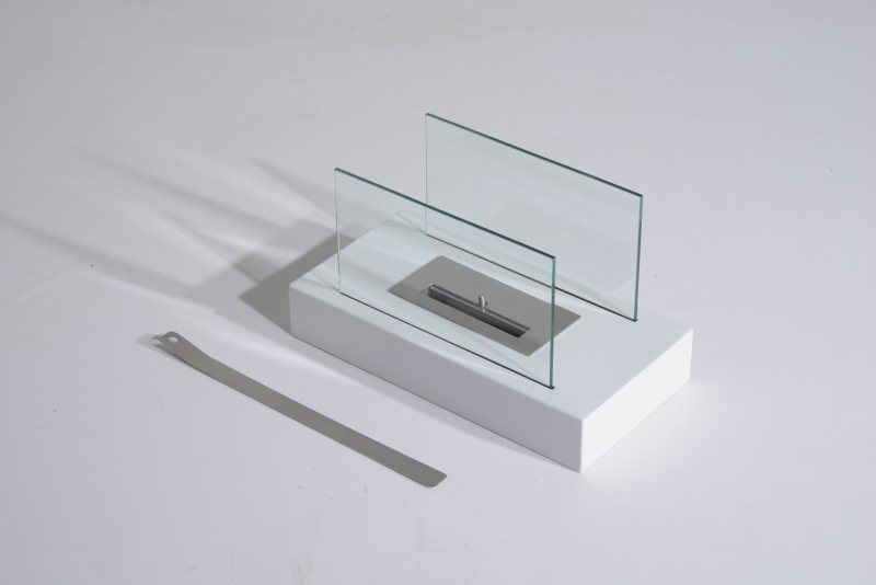 HOMCOM Ventless Tabletop Bio Ethanol Fireplace Portable Firebox Heater Burner Indoor(White)