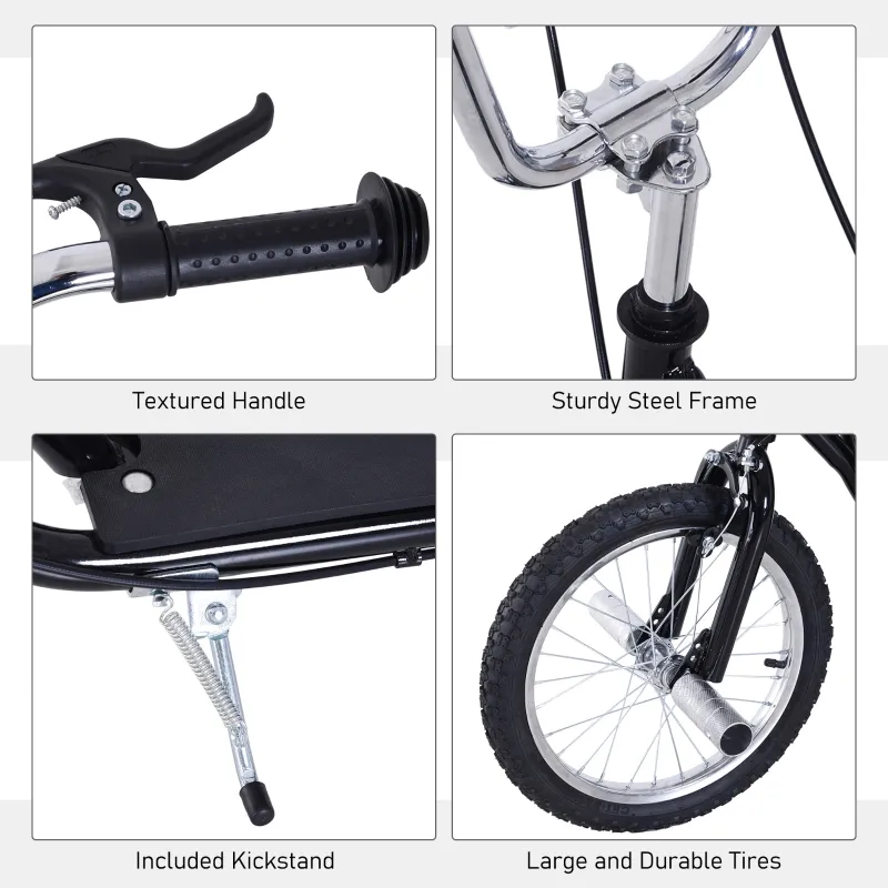 HOMCOM Youth Scooter Adult Teen Kick Scooter Kids Children Stunt Scooter Bike Bicycle Ride On 16" Pneumatic Tyres (Black)