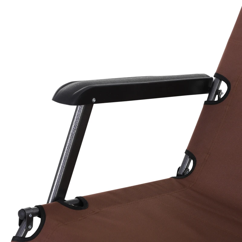 Outsunny Oxford Fabric Metal Frame Outdoor Pool Sun Lounger Lounge Chair 120°/180°, Brown